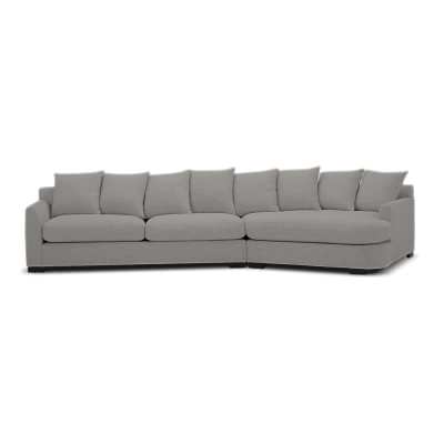 Dorvix Fabric Modular Sofa, 3 Seater with Right Bumper, Latte