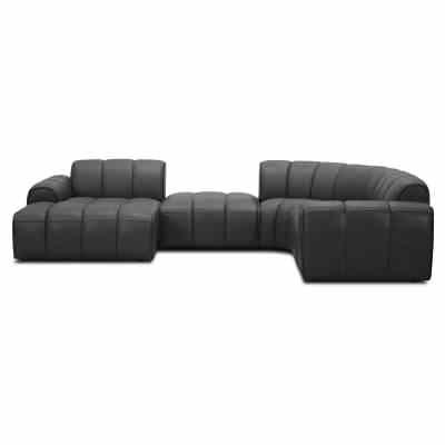 Altonbury Leather Modular Corner Sofa, 4.5 Seater with LHF Chaise & Ottoman, Licorice