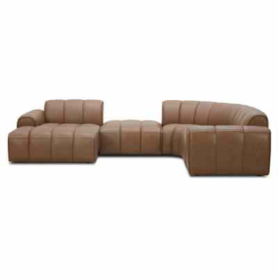 Altonbury Leather Modular Corner Sofa, 4.5 Seater with LHF Chaise & Ottoman, Mocha