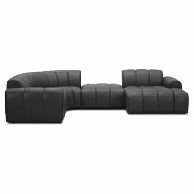 Altonbury Leather Modular Corner Sofa, 4.5 Seater with RHF Chaise & Ottoman, Licorice