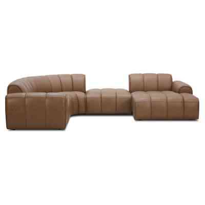 Altonbury Leather Modular Corner Sofa, 4.5 Seater with RHF Chaise & Ottoman, Mocha