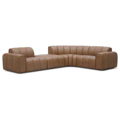 Altonbury Leather Modular Corner Sofa, 5 Seater with Ottoman, Mocha