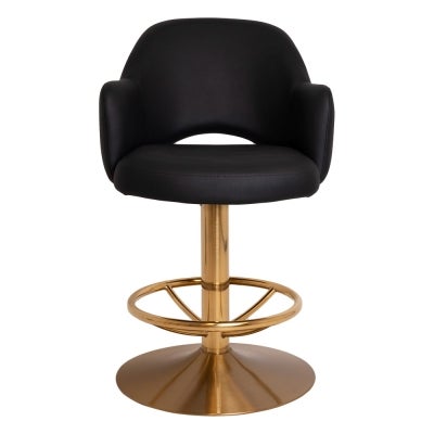 Albury Commercial Grade Vinyl Gaming Stool, Black / Brass