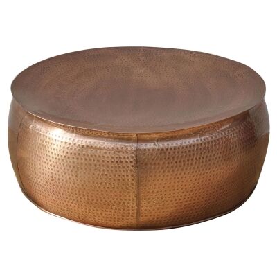 Zoumi Hammered Iron Round Coffee Table, 82cm, Copper
