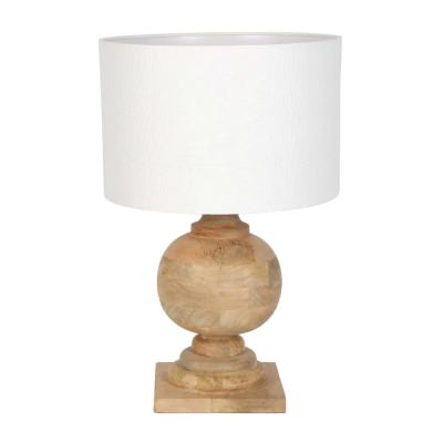 Coach Timber Base Table Lamp, Natural / White