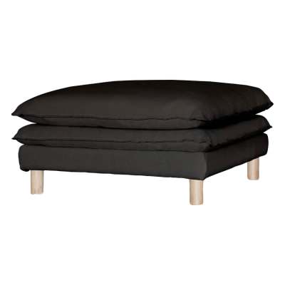 Aura Belgian Linen Fabric Ottoman, Charcoal