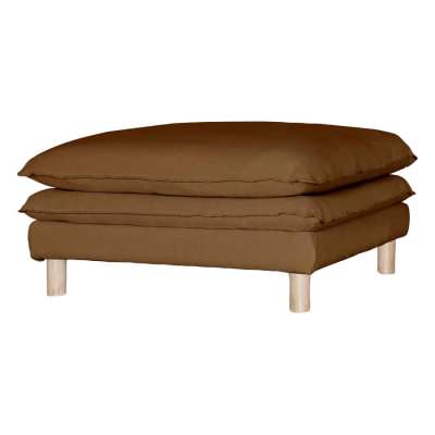 Aura Belgian Linen Fabric Ottoman, Brown