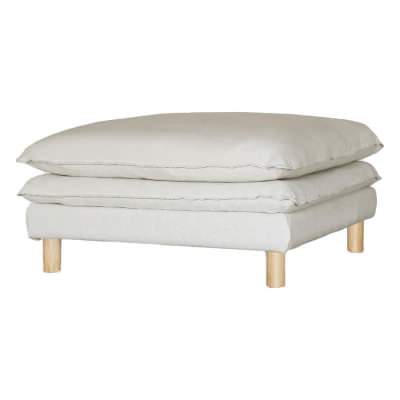 Aura Belgian Linen Fabric Ottoman, Off White