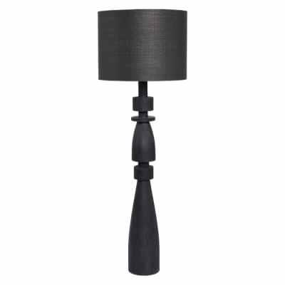 Magnus Mango Wood Base Floor Lamp, Black / Black