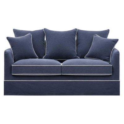 Noosa Fabric Slipcover Sofa Bed with Memory Foam Mattress, 2 Seater / King Single, Navy