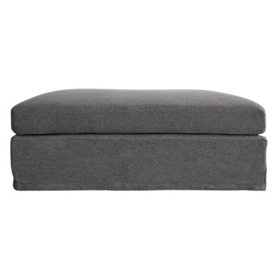 Marbella Fabric Slipcover Ottoman, Charcoal