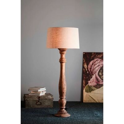 Candela Timber Pillar Base Floor Lamp, Dark Natural