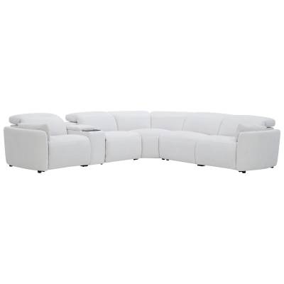 Runava Fabric Modular Corner Sofa with Electric Recliners, 5 Seater, White