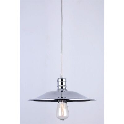 Vintage Industrial Dish Shade Pendant Light with Edison Style Light Bulb - Large