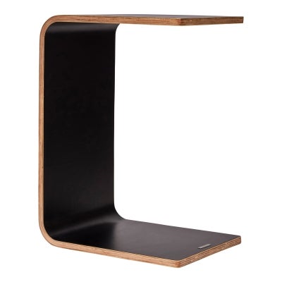 Konfurb Link Wooden C-shape Side Table, Black