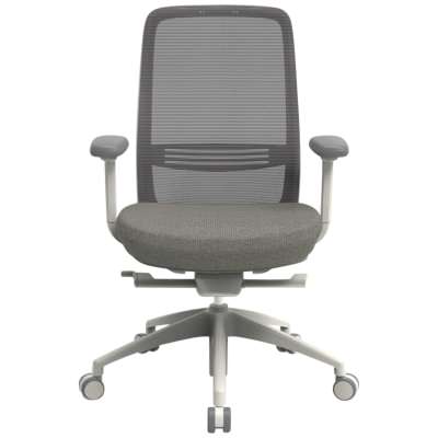 Konfurb Luna Fabric Office Chair with Arms, White