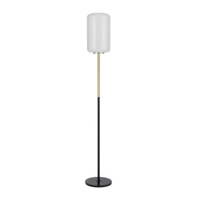 Korova Marble & Metal Base Floor Lamp, Black / Brass / Opal