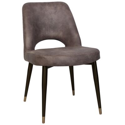 Albury Commercial Grade Eastwood Fabric Dining Chair, Slim Metal Leg, Donkey / Black Brass