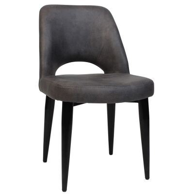 Albury Commercial Grade Eastwood Fabric Dining Chair, Metal Leg, Slate / Black
