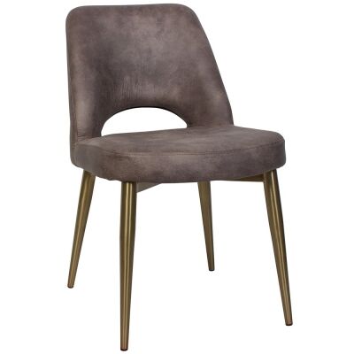 Albury Commercial Grade Eastwood Fabric Dining Chair, Slim Metal Leg, Donkey / Brass
