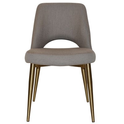 Albury Commercial Grade Gravity Fabric Dining Chair, Slim Metal Leg, Mocha / Brass