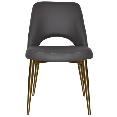 Albury Commercial Grade Vinyl Dining Chair, Slim Metal Leg, Charcoal / Brass
