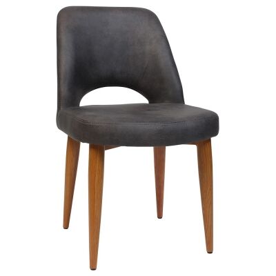 Albury Commercial Grade Eastwood Fabric Dining Chair, Metal Leg, Slate / Light Oak