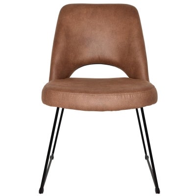 Albury Commercial Grade Eastwood Fabric Dining Chair, Metal Sled Leg, Tan / Black