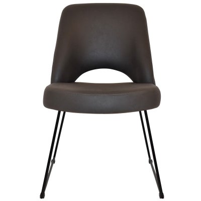 Albury Commercial Grade Pelle / Benito Fabric Dining Chair, Metal Sled Leg, Java / Black