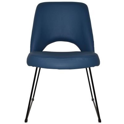 Albury Commercial Grade Vinyl Dining Chair, Metal Sled Leg, Blue / Black