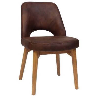 Albury Commercial Grade Eastwood Fabric Dining Chair, Timber Leg, Bison / Light Oak