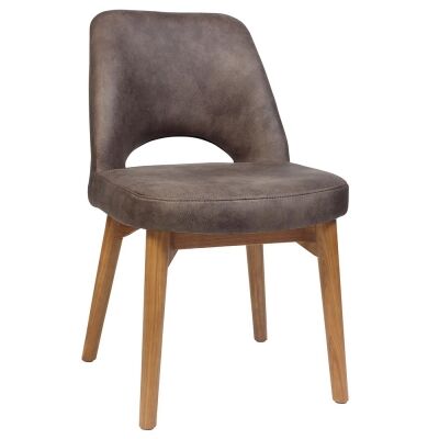Albury Commercial Grade Eastwood Fabric Dining Chair, Timber Leg, Donkey / Light Oak