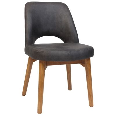 Albury Commercial Grade Fabric Dining Chair, Timber Leg, Slate / Light Oak