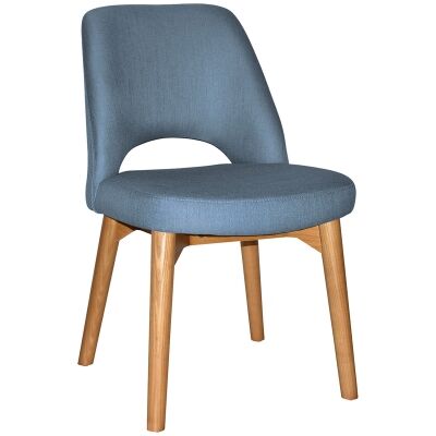 Albury Commercial Grade Gravity Fabric Dining Chair, Timber Leg, Denim / Light Oak