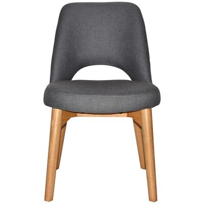 Albury Commercial Grade Gravity Fabric Dining Chair, Timber Leg, Slate / Light Oak