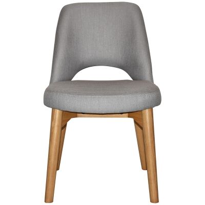 Albury Commercial Grade Gravity Fabric Dining Chair, Timber Leg, Steel / Light Oak