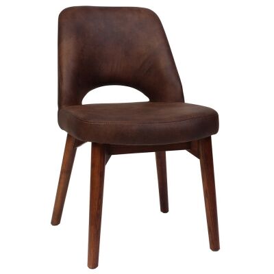 Albury Commercial Grade Eastwood Fabric Dining Chair, Timber Leg, Bison / Light Walnut