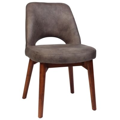 Albury Commercial Grade Fabric Dining Chair, Timber Leg, Donkey / Light Walnut