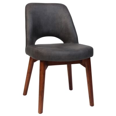 Albury Commercial Grade Eastwood Fabric Dining Chair, Timber Leg, Slate / Light Walnut