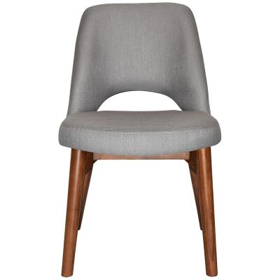Albury Commercial Grade Gravity Fabric Dining Chair, Timber Leg, Steel / Light Walnut
