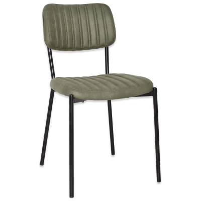 Kansas Commercial Grade Pelle Fabric & Steel Dining Chair, Sage / Black