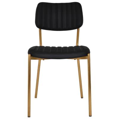 Kansas Commercial Grade Vinyl & Stainess Steel Dining Chair, Black / Brass