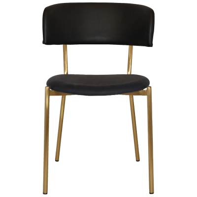 Lugano Commercial Grade Vinyl Dining Chair, Black / Brass
