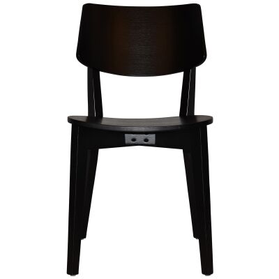 Phoenix Commercial Grade Oak Timber Dining Chair, Timber Seat, Black