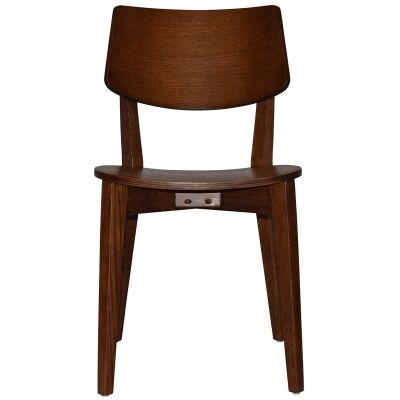 Phoenix Commercial Grade Oak Timber Dining Chair, Timber Seat, Light Walnut