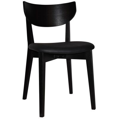 Rialto Commercial Grade Oak Timber Dining Chair, Vinyl Seat, Black / Black