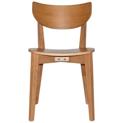 Rialto Commercial Grade Oak Timber Dining Chair, Timber Seat, Light Oak
