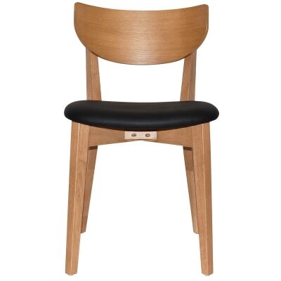 Rialto Commercial Grade Oak Timber Dining Chair, Vinyl Seat, Black / Light Oak