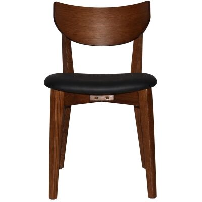 Rialto Commercial Grade Oak Timber Dining Chair, Vinyl Seat, Black / Light Walnut