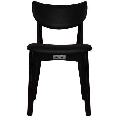 Rialto Commercial Grade Oak Timber Dining Chair, Vinyle Seat & Back, Black / Black
